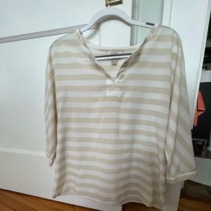 Beige + white striped,business casual Ann Taylor Loft top!